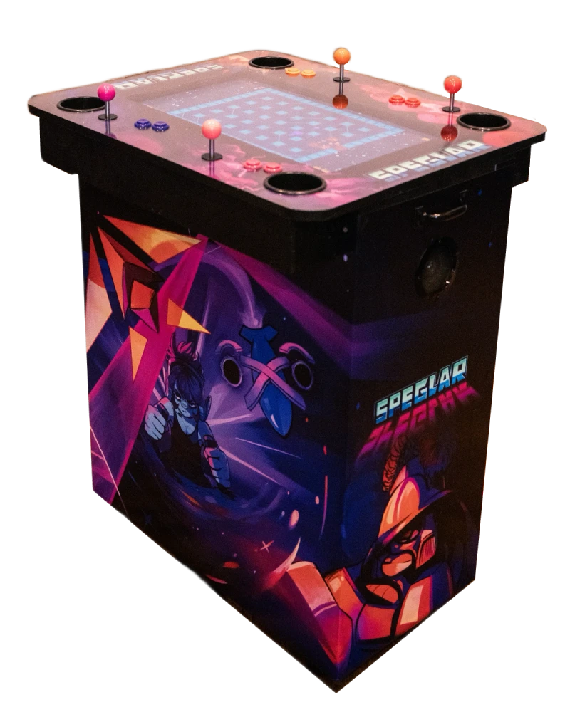 Diagonal view of the Speglar arcade cabinet